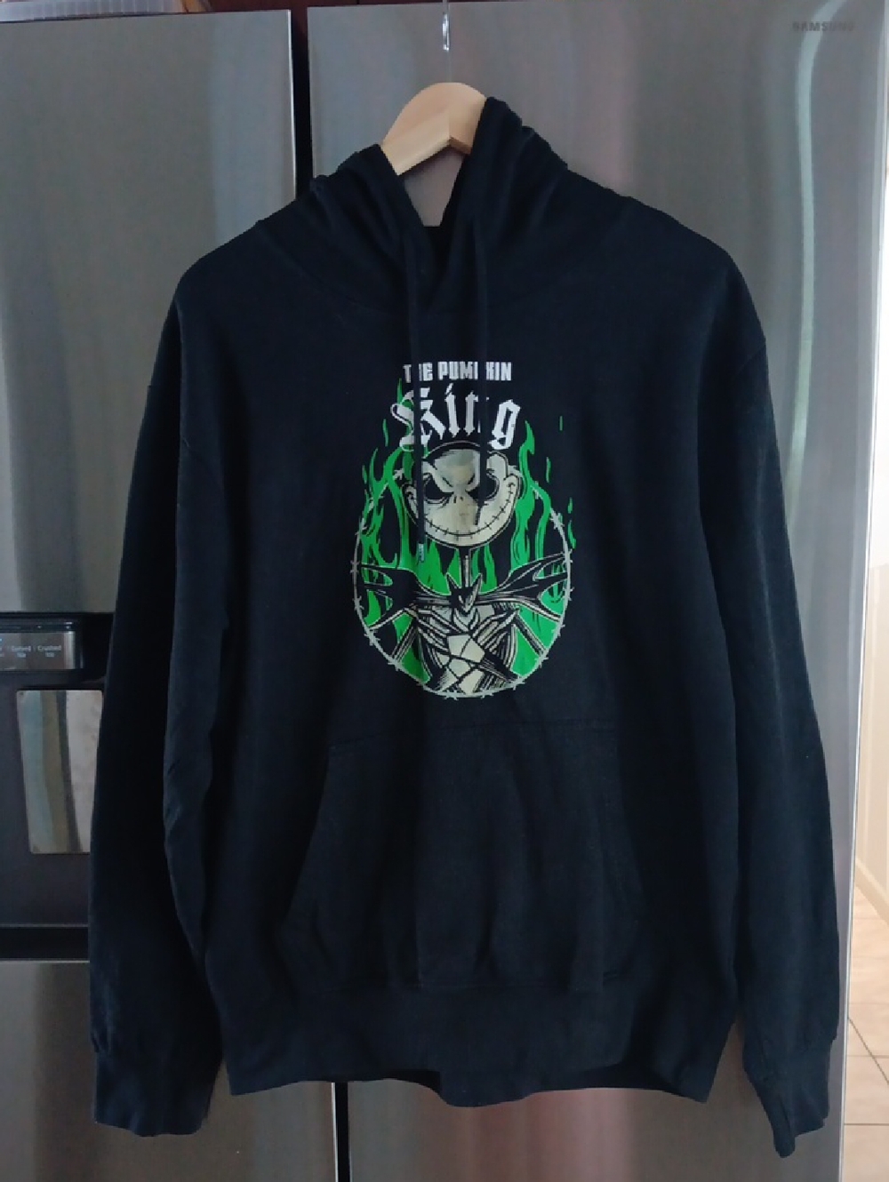Disney Black Hoodie with Neon Green Nightmare Graphic